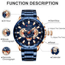Reloj Curren para hombre, marca de lujo, esfera grande, relojes de cuarzo azul para hombre, cronógrafo, reloj de pulsera deportivo para hombre, reloj de fecha de acero inoxidable