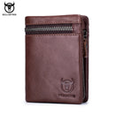 BULLCAPTAIN Short Tri-Fold Buckle Zipper Wallet Men&