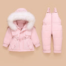 Kinder Daunenmantel Jacke + Overall Kinder Kleinkind Mädchen Junge Kleidung Daunen 2 stücke Winter Outfit Anzug Warme Baby Overalls Kleidung Sets