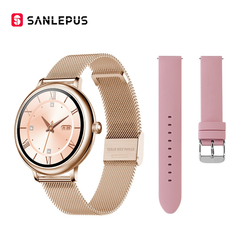 2022 SANLEPUS, reloj inteligente elegante para mujer, reloj de pulsera resistente al agua de lujo, reloj inteligente informal de acero inoxidable para chicas para Android iOS