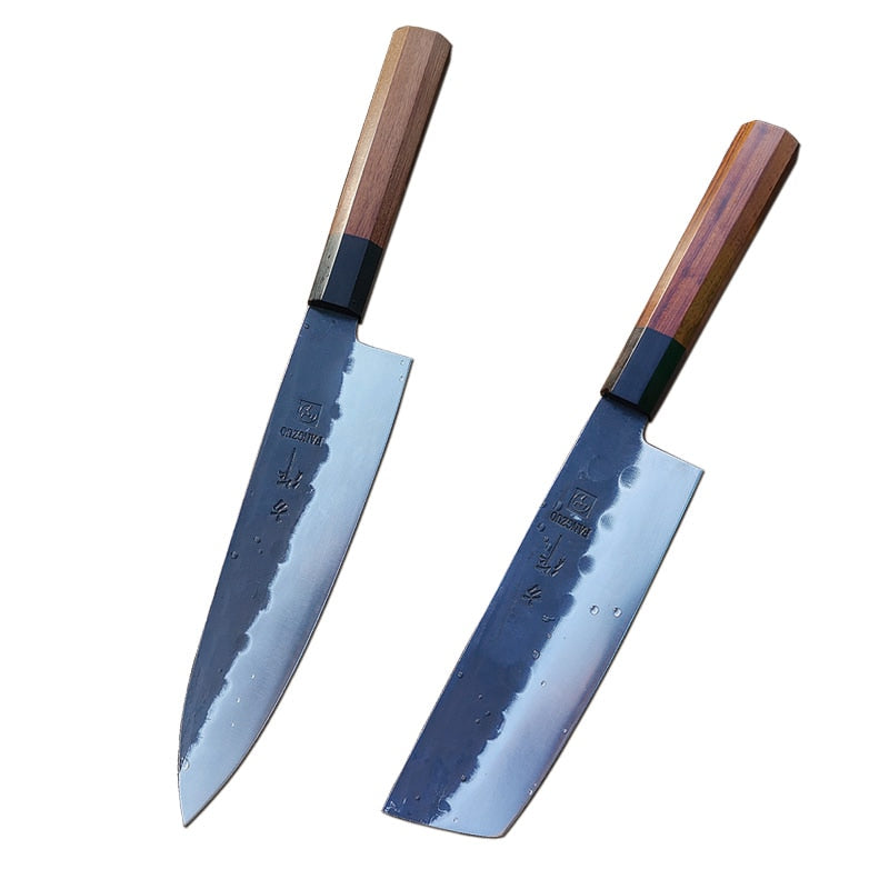 Cuchillos de cocina japoneses FANGZUO, cuchillo de acero inoxidable de alto carbono forjado, cuchillo de cocina afilado Santoku, herramienta para cortar cuchillos de utilidad