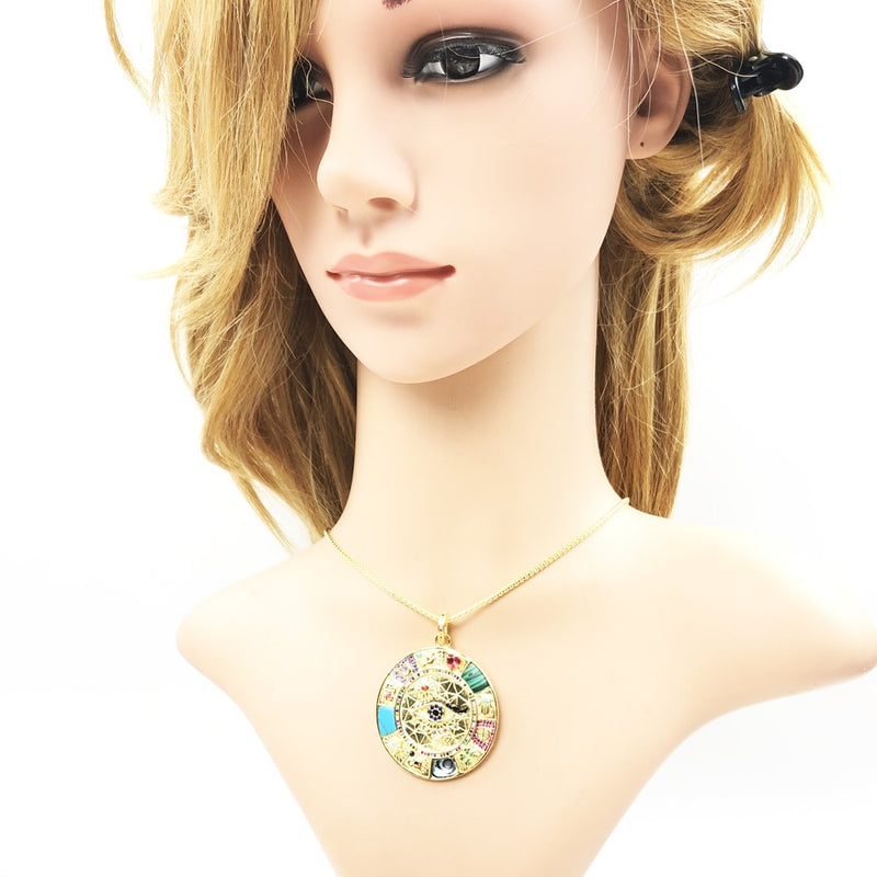 Halskette Amulett Magische Glückssymbole New Fine Jewelry Europe 925 Sterling Silber Glücksrad Geschenk Für Damen Herren