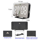 Reloj despertador Digital con espejo, LED, temperatura electrónica, mesa de pared, relojes de repetición, reloj multifunción USB, luz nocturna para el hogar y la Oficina