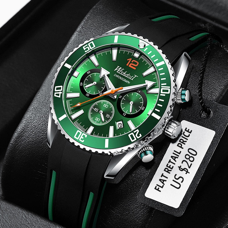 WISHDOIT 2021 New Fashion Diving Watch Men&#39;s Blue Top Brand Luxury Stainless Steel Waterproof Leisure Sports Quartz Men&#39;s Watch