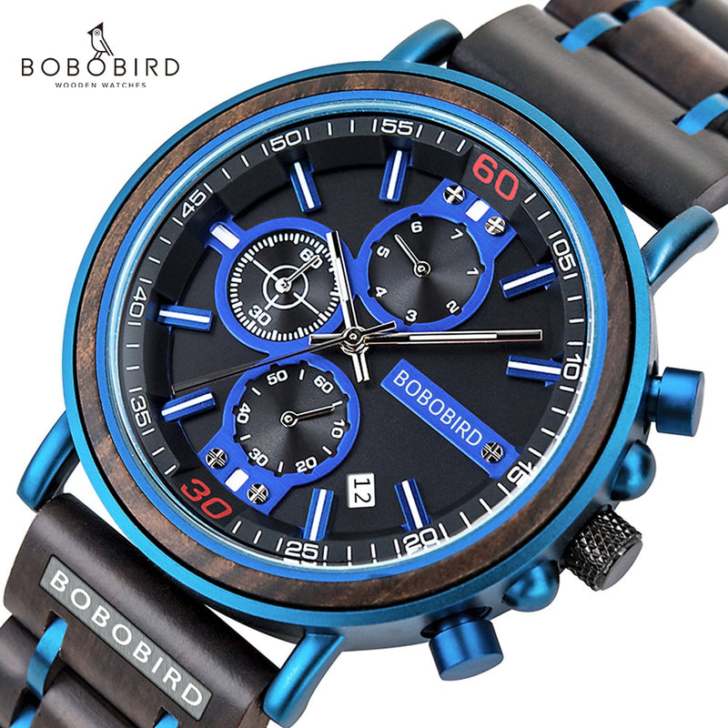 Bobo Bird Herrenuhren Armbanduhr für Herren Quarz Armbanduhren Male Chronograph Luminous Orologio Uomo Timepiece CustomGift