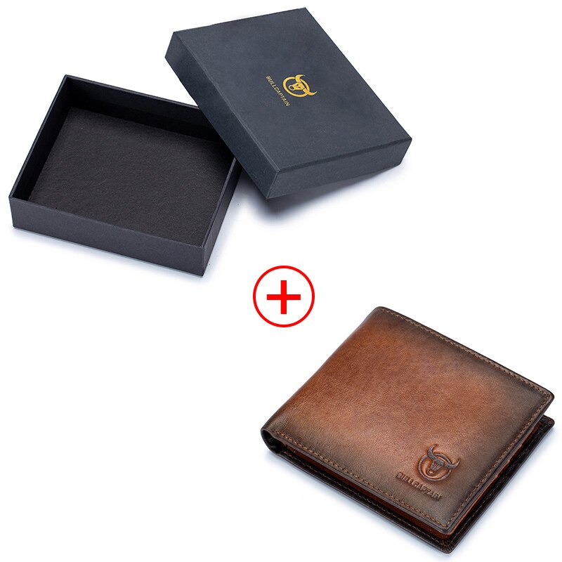 BULLCAPTAIN RFID Blocking Men's Leather Wallet Bifold Slim Wallet Multi-card Card Holder ID Wallet QB 05