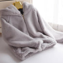 Rabbit imitation fur winter grass mink faux fur coat ladies artificial fur hooded soft plus size 2021 women's jacket red,4XL,5xl