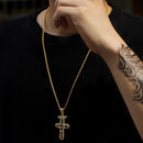 Hip Hop Cactus Jack CZ Cross Iced Out Cubic Zirconia Color plata collares y colgantes para hombres joyería