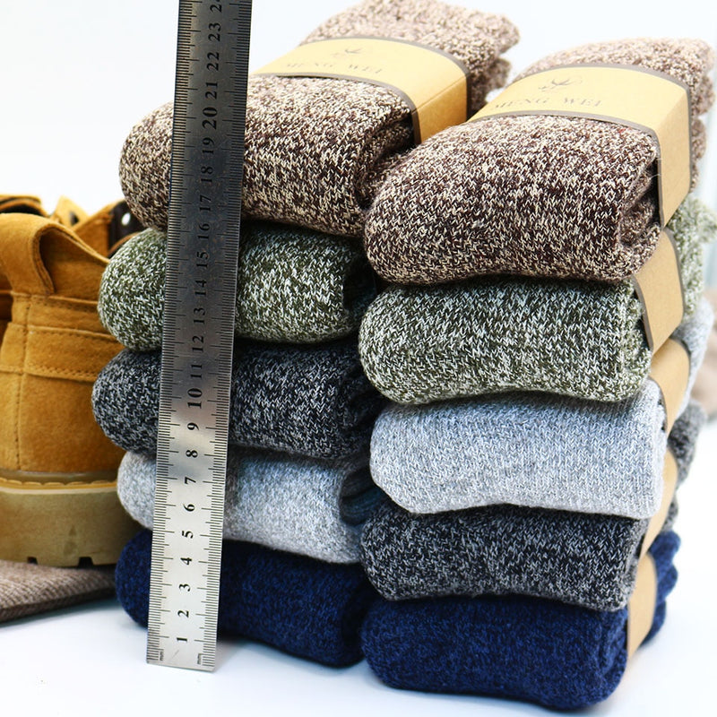 Winter Men's Super Thick Warm High Quality Harajuku Retro Snow Casual Antifreeze Wool Socks 3 Pair
