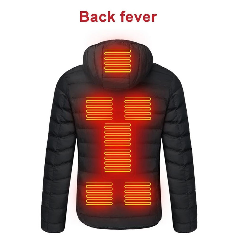 Chaqueta térmica de 9 áreas para hombre, chaquetas de calefacción eléctrica para exteriores de invierno con USB, abrigo térmico cálido, ropa, chaqueta de algodón calentable