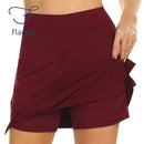 Flarixa Mode Falsche zweiteilige Hakama Rockhose Freizeit Sport Einfarbig A-Linien-Rock Hohe Taille Schmal Tasche Minirock Damen