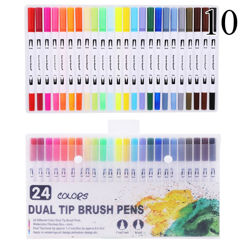 FineLiner Dual Tip Brush Art Markers Pen 12/48/72/100/120 Farben Aquarellstifte zum Zeichnen Malen Kalligraphie Kunstbedarf