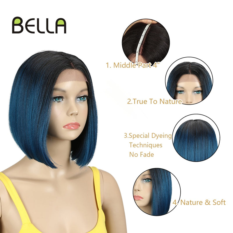 Bella Bob Perücke Synthetische Spitzeperücke Kurzer Blonder Bob Pink 613 Rote Zitrone Spitze Kurzes Haar 10-13 Zoll Perücken Für Frauen Lolita Cosplay