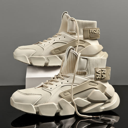 2022 Herbst Neue High-top Beige Herren Turnschuhe Chunky Herrenschuhe Erhöhen Mode Lässig Plus Größe Zapatillas Dämpfung Tennisschuhe