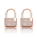 TOPGRILLZ Hip Hop Lock Earrings Iced Cubic Zirconia Earrings Luxury Gold Micro Pave Cubic Zirconia Earrings Gift For Men Women