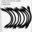 Free Shipping 10pcs/Lot 0.5ft 0.65FT 1FT CAT6 UTP Round Cable Ethernet Cables Network Wire Cable RJ45 Patch Cord Black Lan Cable