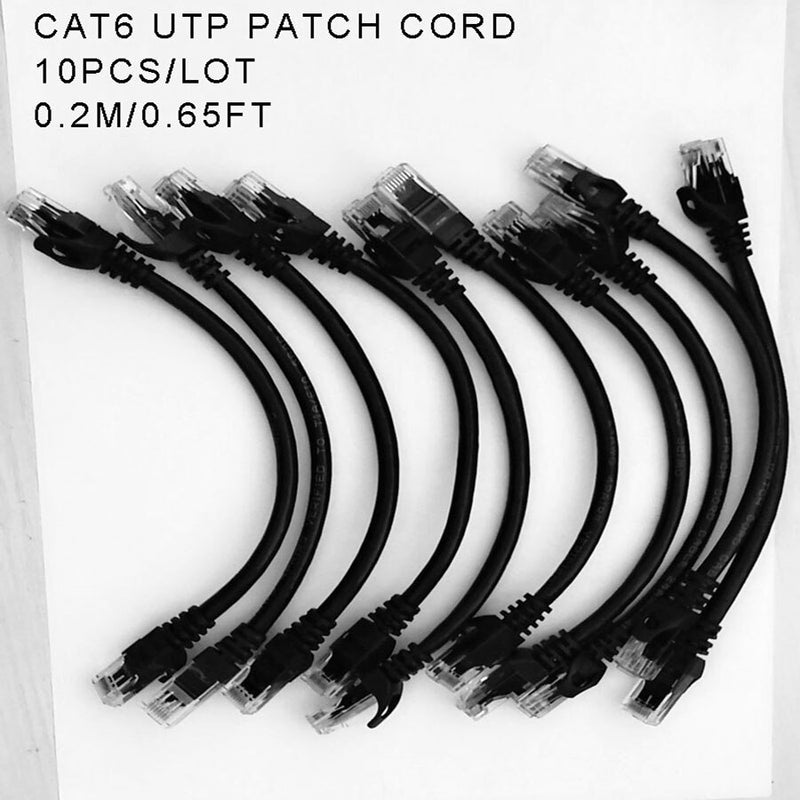 Envío gratis 10 unids/lote 0,5 pies 0,65 pies 1 pie CAT6 UTP Cable redondo Cables Ethernet Cable de red Cable de conexión RJ45 Cable Lan negro