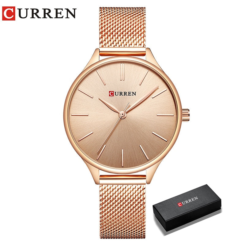 CURREN, relojes para mujer, reloj de pulsera de lujo, reloj femenino, reloj para mujer, acero milanés, reloj de cuarzo dorado rosa para mujer, nuevo