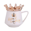 Creative Crown Ceramic mug Cute Coffee Mug Milk Cup with spoon lids Coffee tea Cup 300ml Capacity Water Mugs X-Mas Gift