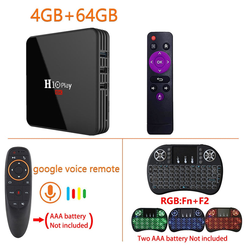 Android 9.0 TV Box, AllwinnerH6 Quad-Core, 6K HD Soporte de reproductor multimedia en varios idiomas WiFi de 2,4 GHz