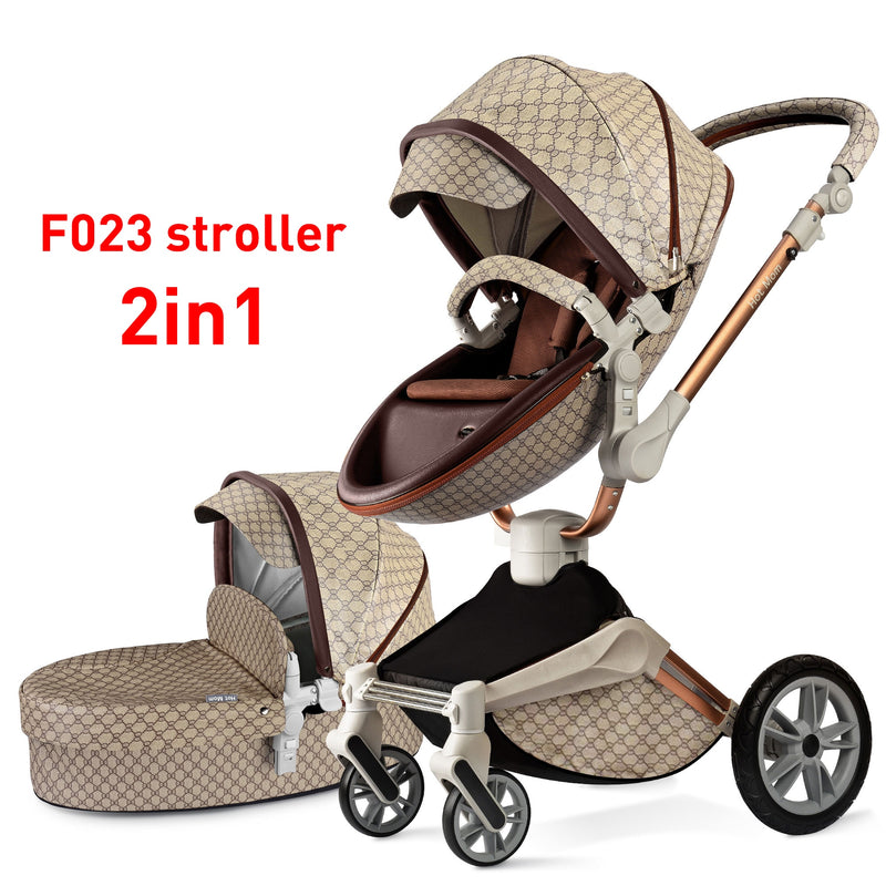 Hot Mom Baby Stroller 3 in 1 travel system with bassinet and car seat，360° Rotation Function children stroller,Luxury Pram F023