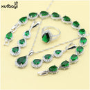 XUTAAYI, conjuntos de joyería de plata de alta calidad, collar/anillos/pendientes/pulsera impecables de zafiro creados en azul para mujer