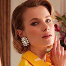 Pauli Manfi New Fashion Women Rhinestone Multicolor Earrings Elegant Ladies Personality Super Large Stud Earrings