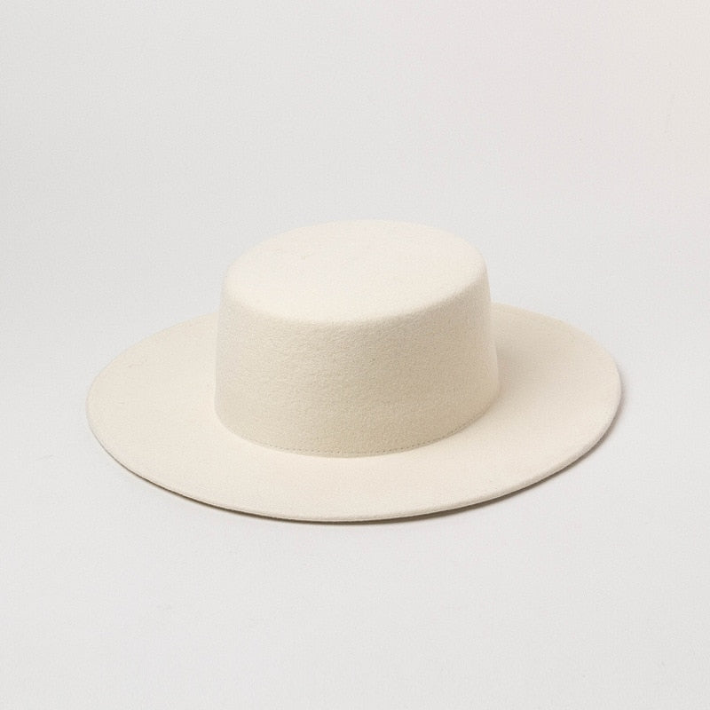 Elegant Wool Felt Hat White Wide Brim Fedoras For Wedding Church Hat Fedora Hat Lady Winter Floppy Sombrero Mujer Fascinator Cap