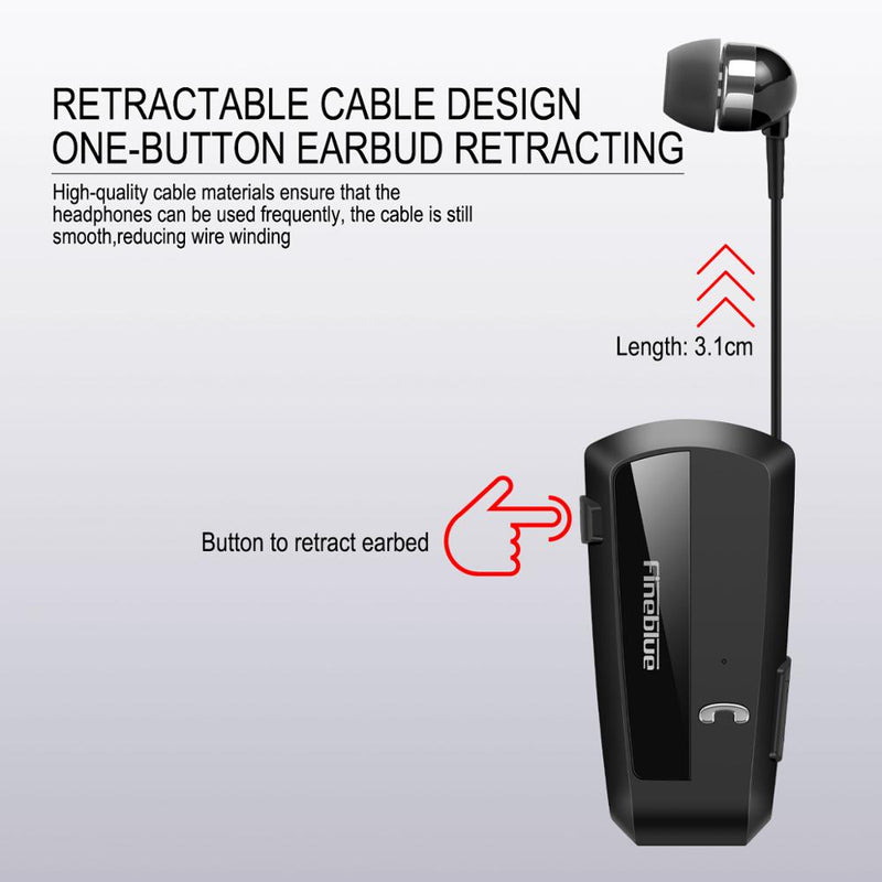 Fineblue F990 Newest Wireless business Bluetooth Headset Sport Driver Earphone Telescopic Clip on stereo earbud Vibration Luxury