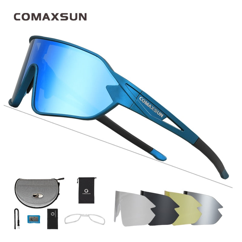 COMAXSUN gafas de ciclismo polarizadas 5 lentes MTB bicicleta de carretera deporte espejo gafas de sol gafas de montar Anti-UV400 gafas de bicicleta