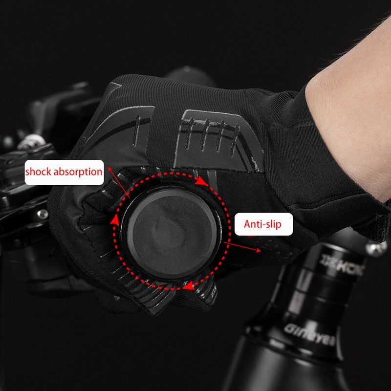 ROCKBROS Cycling Gloves Windproof  Breathable Men Women Full Finger Bike MTB Gloves Anti-slip Bicycle Bike Shock-absorbing Glove