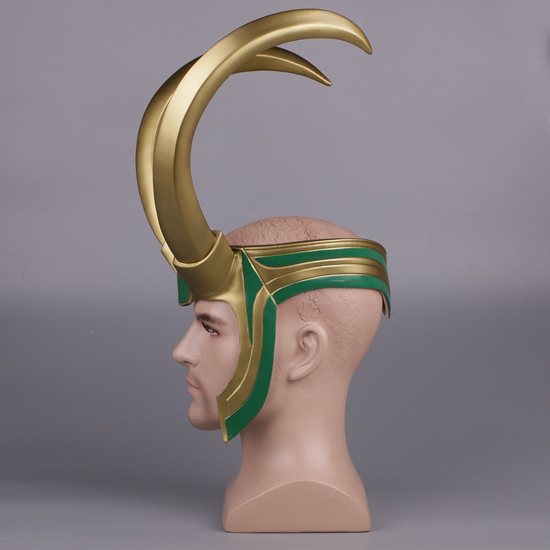Película Thor 3 Ragnarok Loki Laufeyson PVC Cosplay disfraces máscara casco Halloween Prop