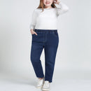 Otoño e invierno nuevos pantalones vaqueros casuales de gran tamaño 7XL 8XL 9XL moda mujer elástico cintura alta bolsillo alto elástico grueso jeans