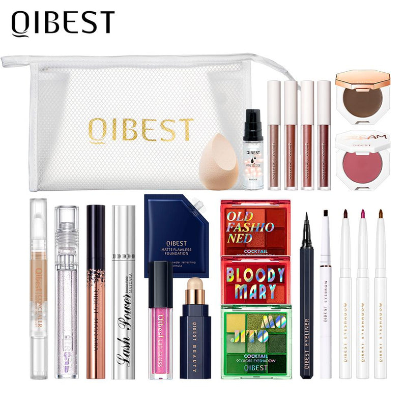 QIBEST Professional Makeup Kit All In One Cosmetics Set Lipstick Eyeshadow Mascara Concealer Eyebrow  Women Make Up Set Gift