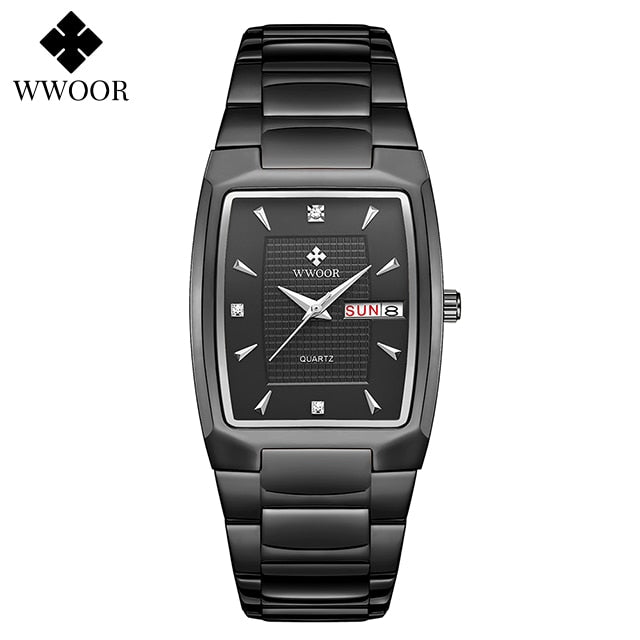 Relogio Masculino WWOOR 2022 New Square Watch Men with Automatic Week Date Man Quartz Wrist Watches Luxury Stainless Steel Gold