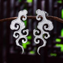 Lotus Fun Real 925 Sterling Silver Fine Jewelry Original Sunset Cloud Dangle Earrings Chinese Style Vintage Earrings for Women