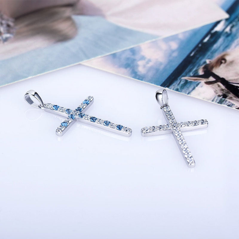 CLUCI 925 Silver Zircon Inlay Cross Pendant  Hot Women Accessories Religious Jewelry Gift Charms Only Pendant DP035SB