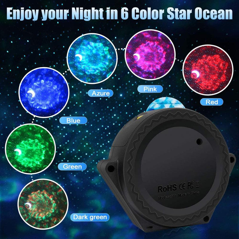 LED 3 in 1 6 colors ocean wave starry sky projector laser star moon night light galaxy nebula lamp music voice control for kids