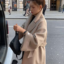 Autumn Winter French Loose Casual Temperament Elegant Lapel Ladies Fashion Long Sleeves Double-sided Cashmere Blend Coat