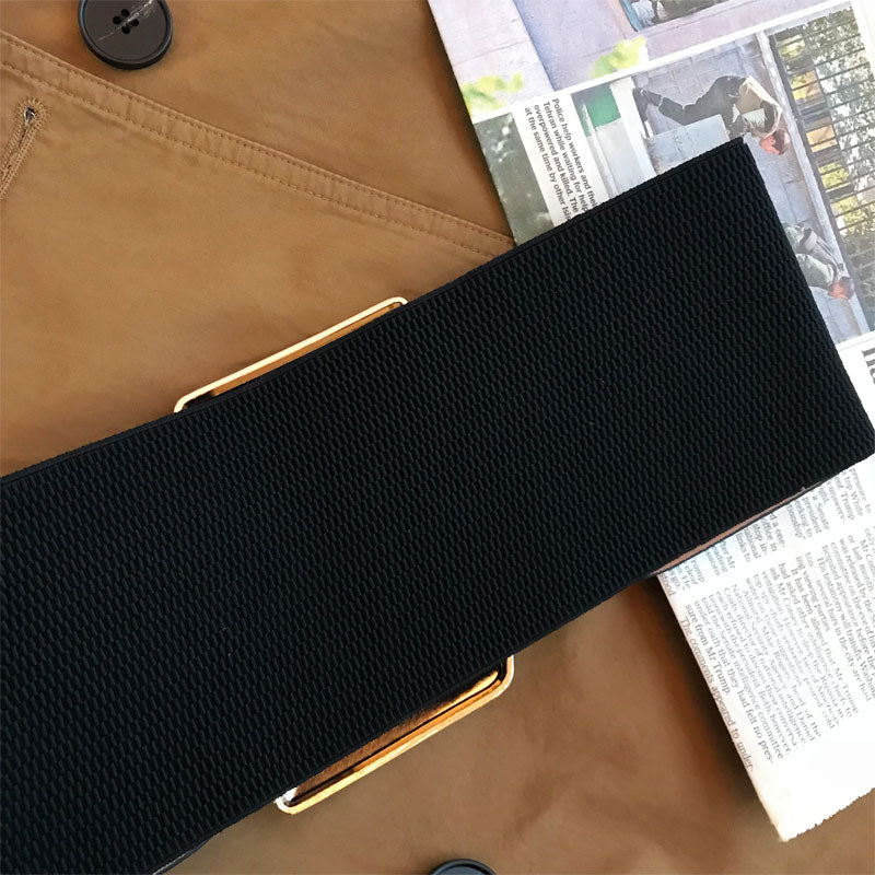 Width 9cm Black Faux Leather Wide Elastic Waist Belt Women Fashion Pu Leather Waistband Corset Dress Belts For Women 2020 New