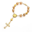 10pcs Top Quality Catholic Rosary Necklace Glass Pearl Beads Decade Rosary Pendent For Women Drilled Cross