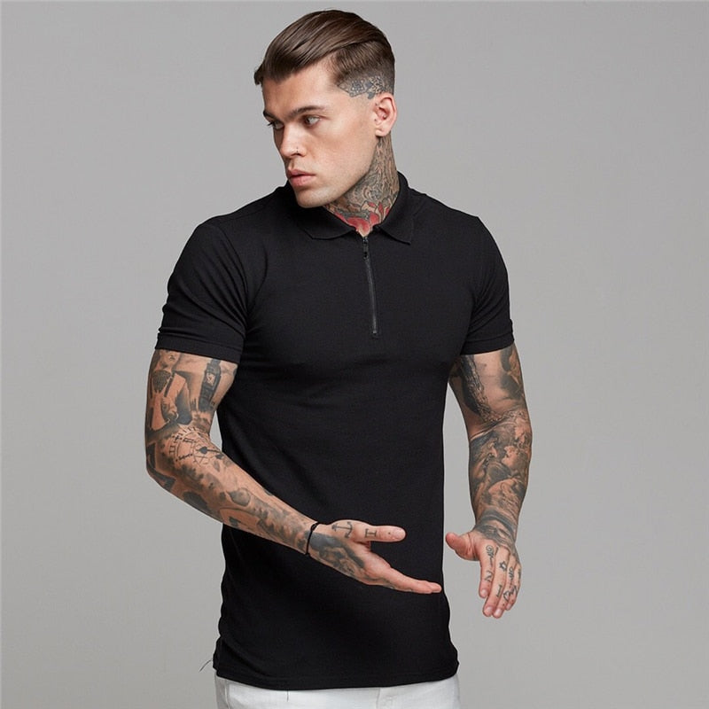 Polo sólido de verano para hombre, polos ajustados de manga corta, ropa de calle de moda, camisetas de algodón para hombre, camisetas de Golf informales para deportes de Fitness