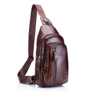 BULLCAPTAIN men's Genuine leather Casual Crossbody Bags Leather Chest Bag for men Fashion excursion bag's Can hold 7.9 inch iPai