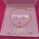 Personalisierte Namenskette mit 9MM Zirkonia Cuban Chain für Damen und Herren, scharfer Bubble-Letter-Anhänger, Hip Hop Schmuck