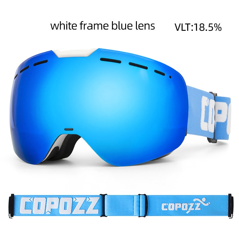 COPOZZ Frameless Ski Goggles with Magnetic Lens Skateboard Skiing Anti-fog UV400 Snowboard Goggles Men Women Ski Glasses Eyewear