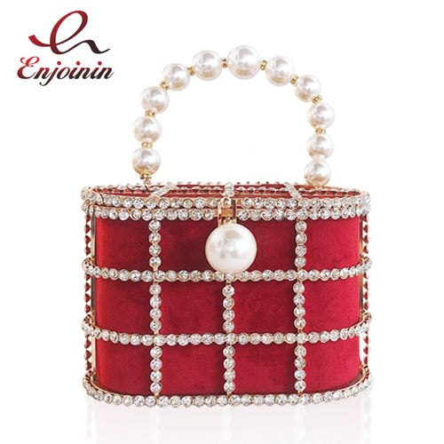 Hochwertige Openwork Basket Design Luxus Party Clutch Diamanten Perlen Damen Handtaschen Abendtasche Mode Geldbörsen Designer Tasche