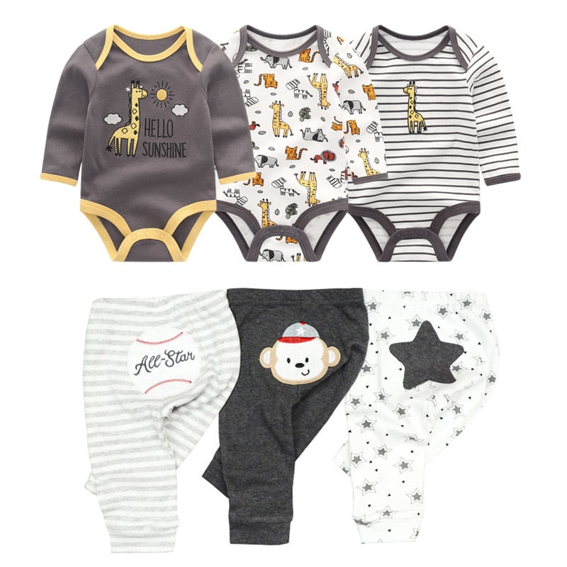 2022 Cotton Baby Girl Clothes Bodysuits+Pants Baby Sets Newborn Clothing Sets Autumn Winter Baby Boy Clothes Roupa de bebe