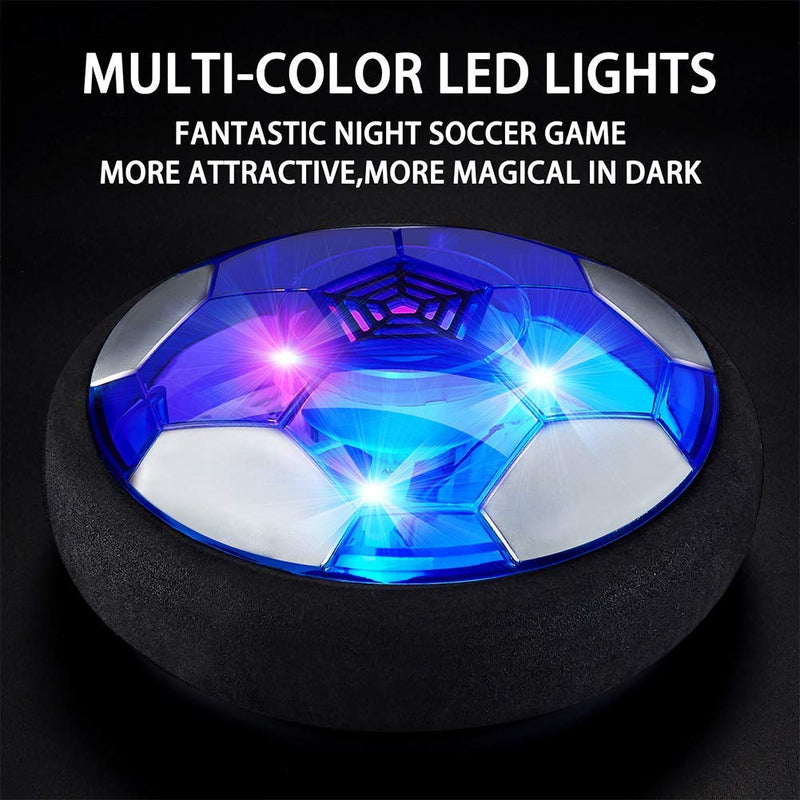 Floating LED Football Toys Air Power Soccer Disc Hovering Football Game Light Toy Flashing Ball Toys with Soccer goals