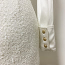 HIGH STREET 2022 nuevo vestido de diseñador elegante vestido de mujer de manga larga de satén Tweed Patchwork León botones vestido