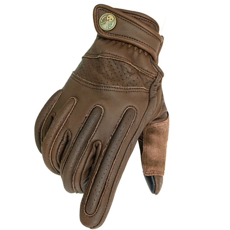 Guantes de moto de cuero con envío gratis, guantes de moto de pantalla táctil seguros y cómodos para hombres, guantes de Moto para montar en carretera al aire libre